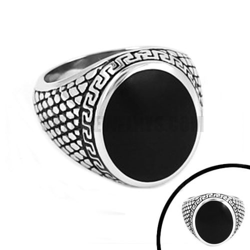 Stainless Steel Mens Ring, Color Black Siliver SWR0501 - Click Image to Close